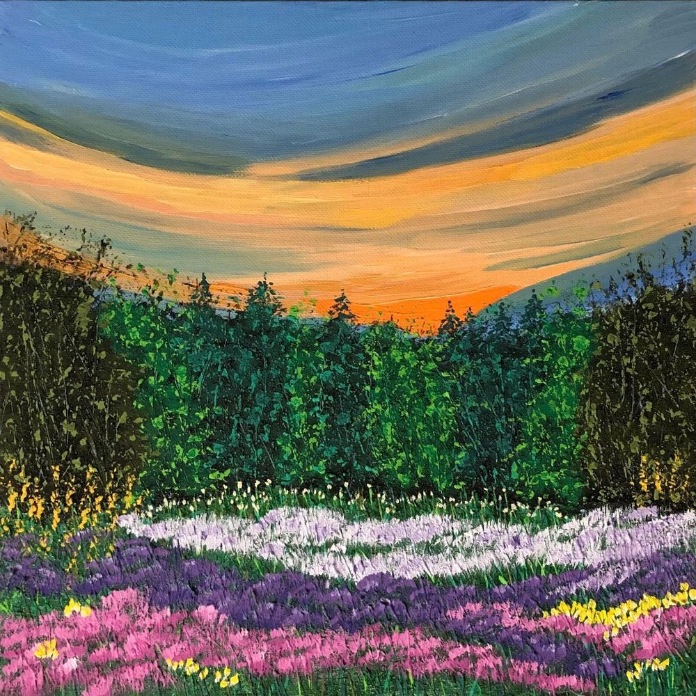 Dawning Meadow, Original Painting, Acrylic 12 x 12